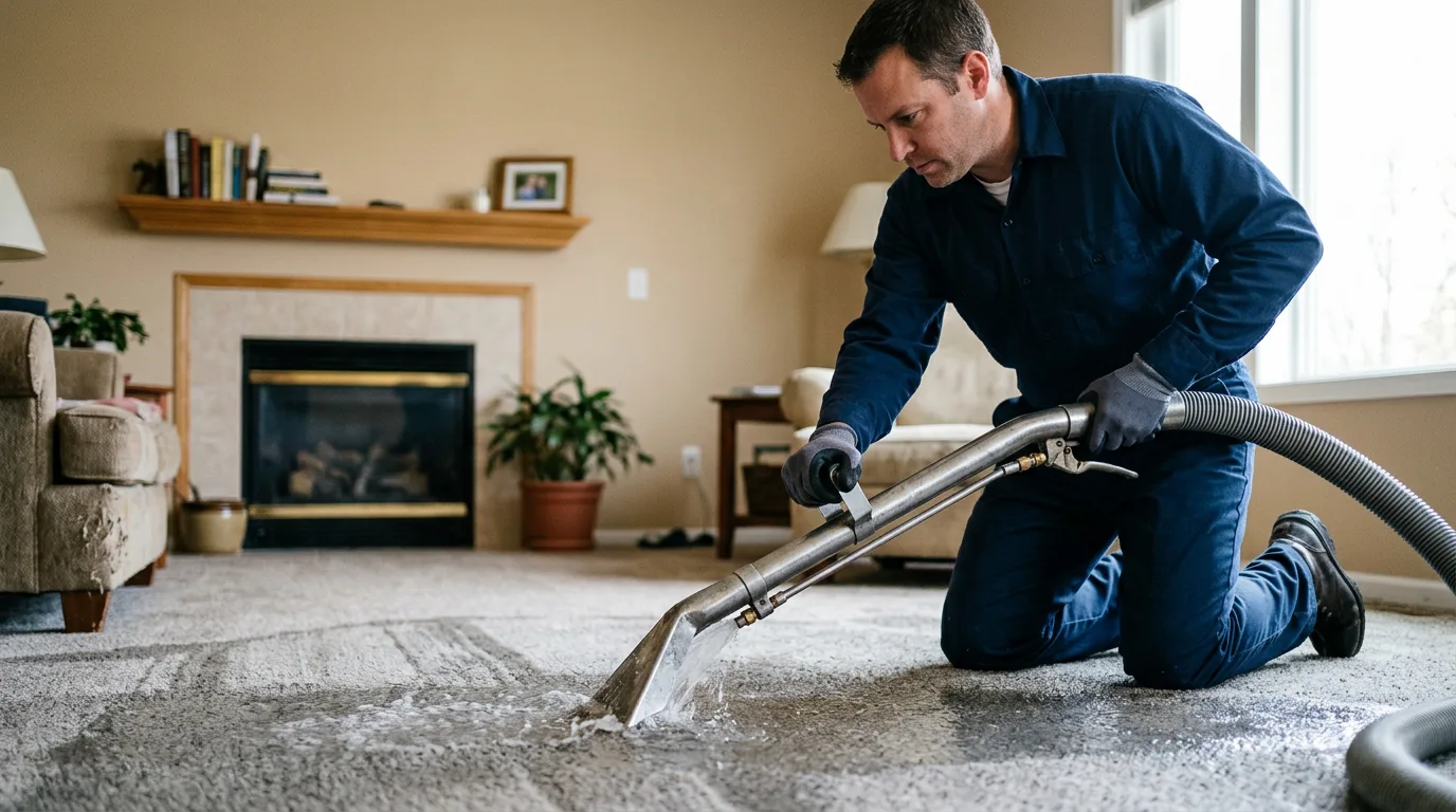 Water damage restoration technician working near Thomasville, PA